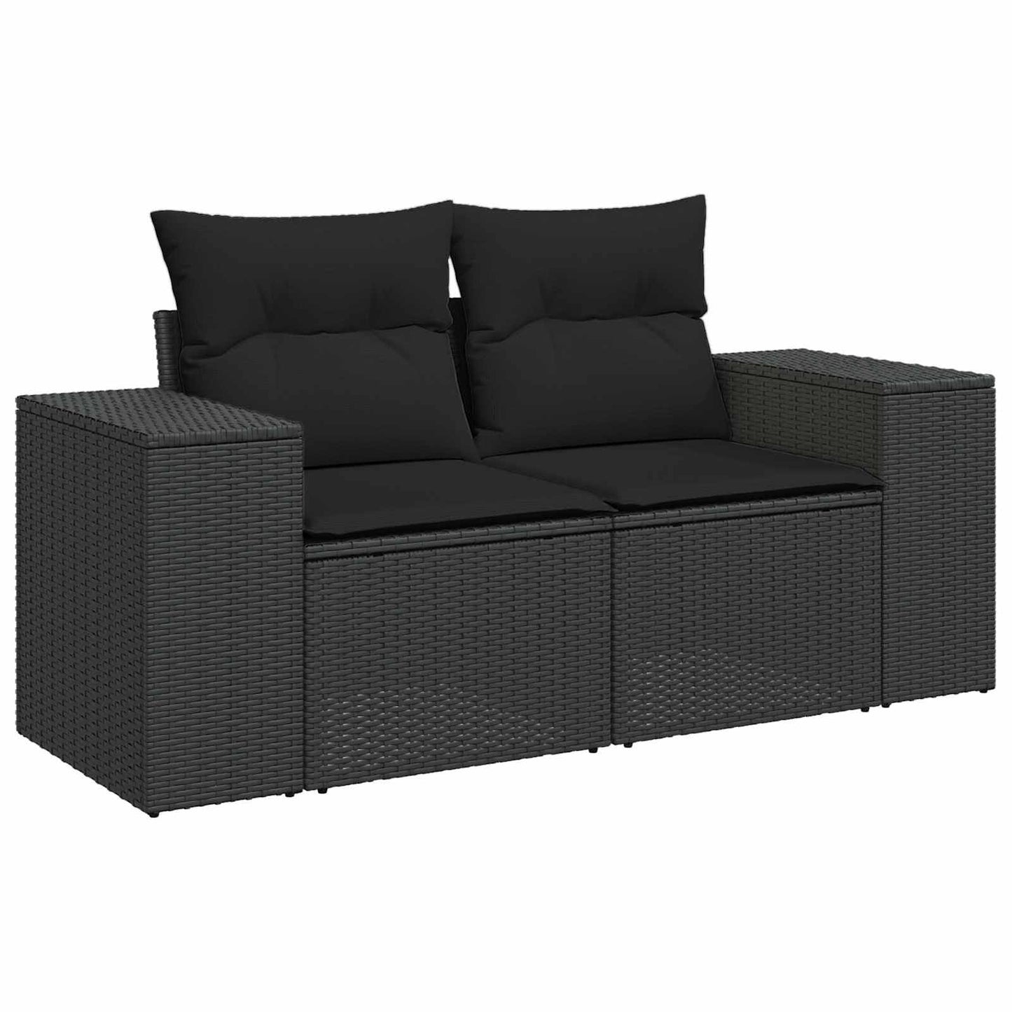 Tuin Sofa Set met kussen met opslag 11 pcs Zwart poly rattan is nu te koop bij PeponiXL, paradijselijk wonen!