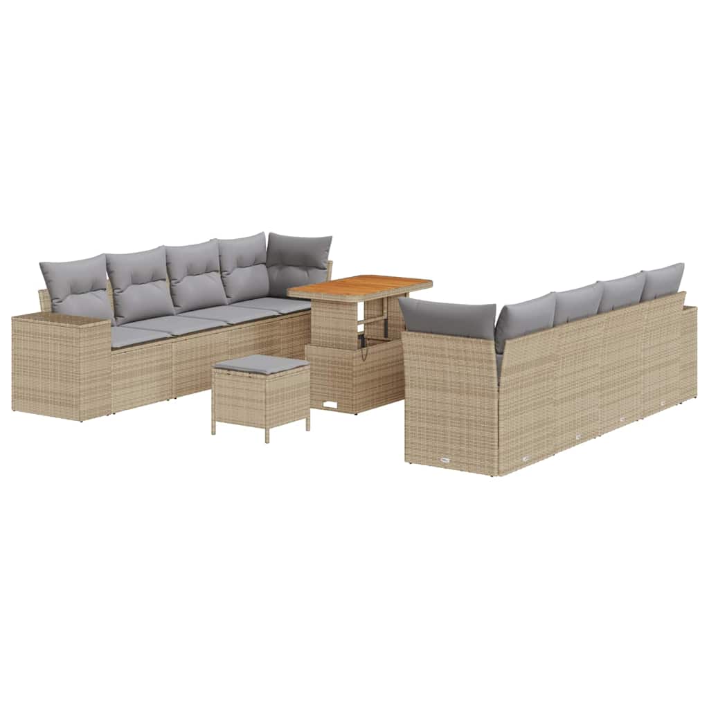 Tuin Sofa Set 11 pcs Beige en Licht Grijs poly rattan is nu te koop bij PeponiXL, paradijselijk wonen!