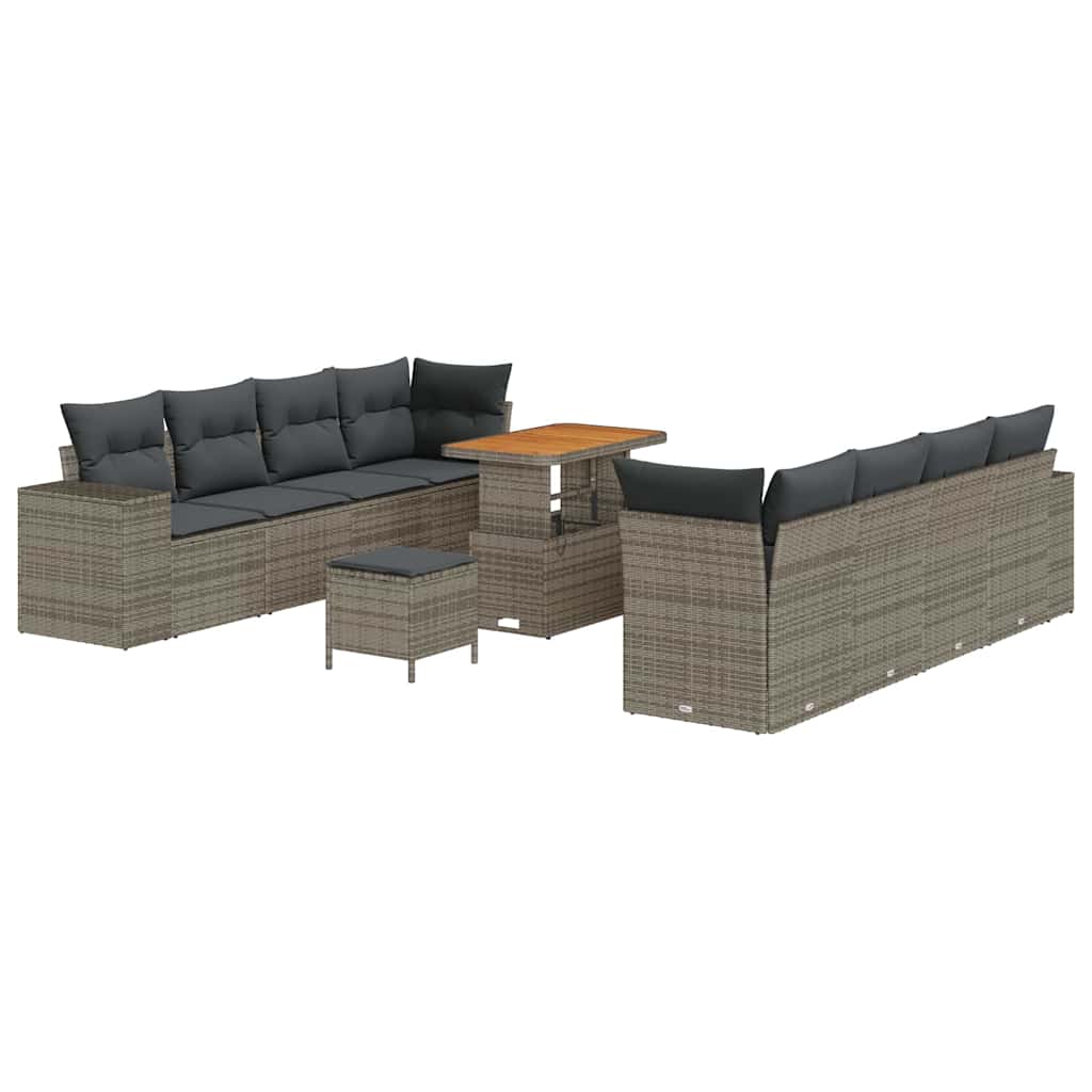 Tuin Sofa Set met kussen met opslag 11 pcs Grijs poly rattan is nu te koop bij PeponiXL, paradijselijk wonen!