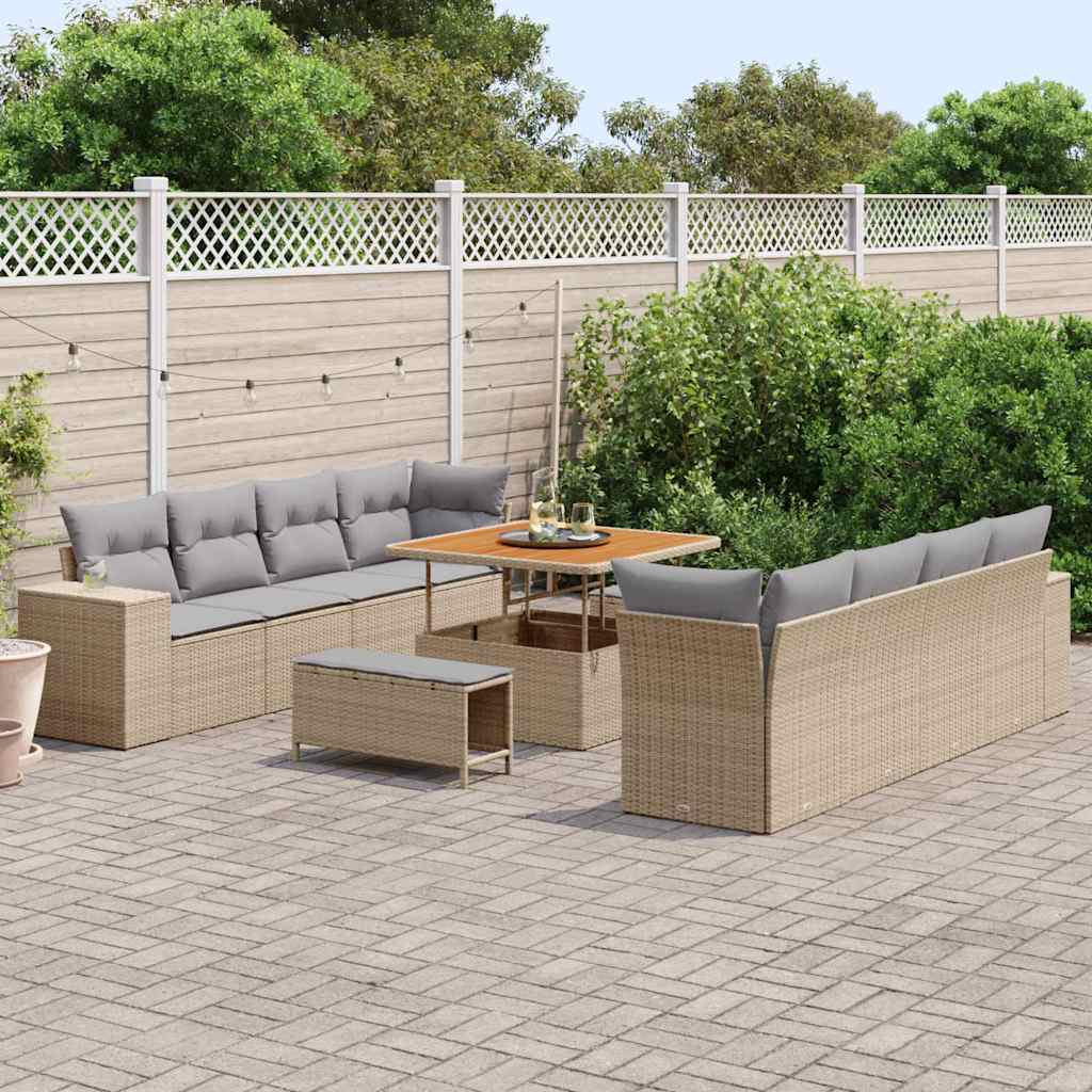 Tuin Sofa Set 11 pcs Beige en Licht Grijs poly rattan is nu te koop bij PeponiXL, paradijselijk wonen!