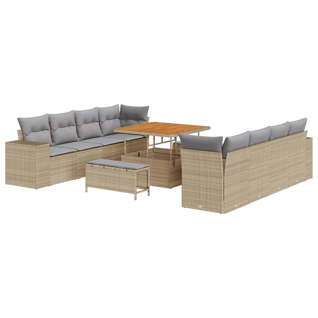 Tuin Sofa Set 11 pcs Beige en Licht Grijs poly rattan is nu te koop bij PeponiXL, paradijselijk wonen!