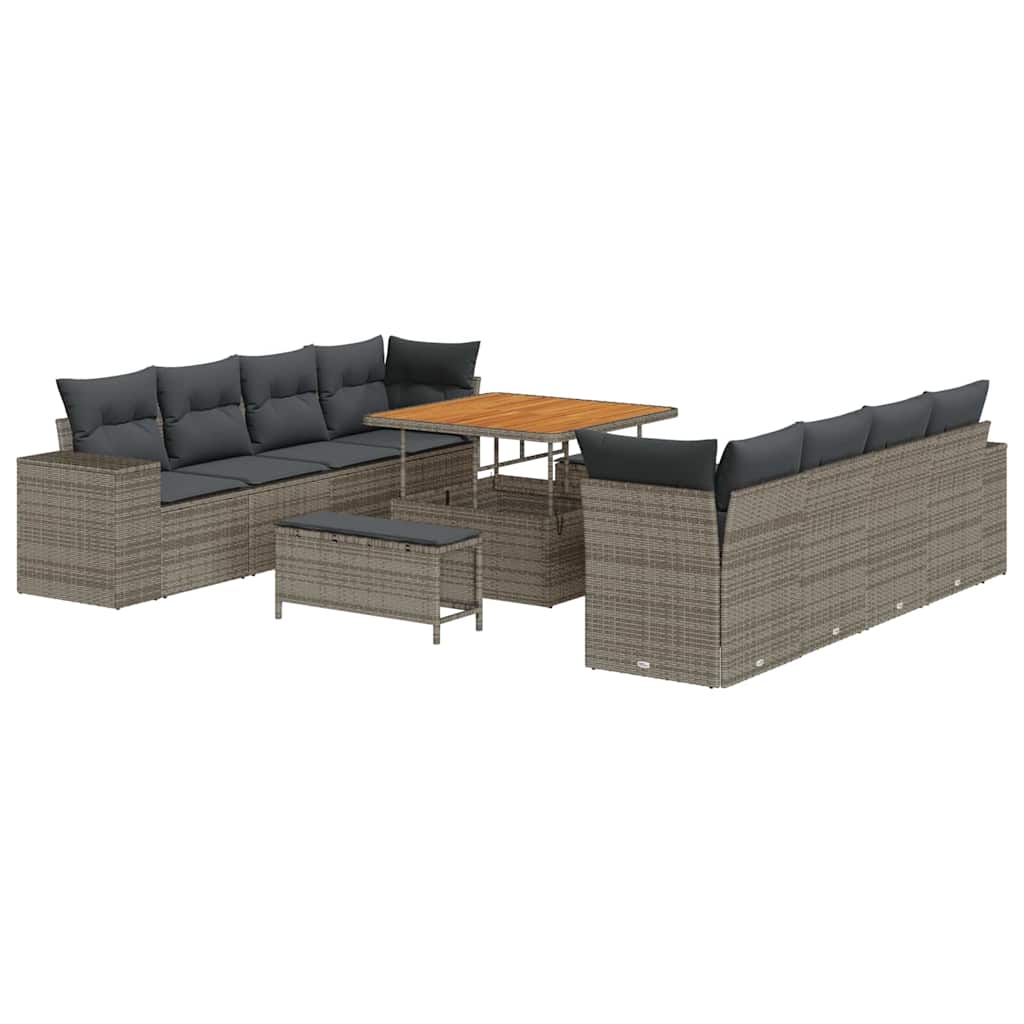 Tuin Sofa Set met kussen met opslag 11 pcs Grijs poly rattan is nu te koop bij PeponiXL, paradijselijk wonen!