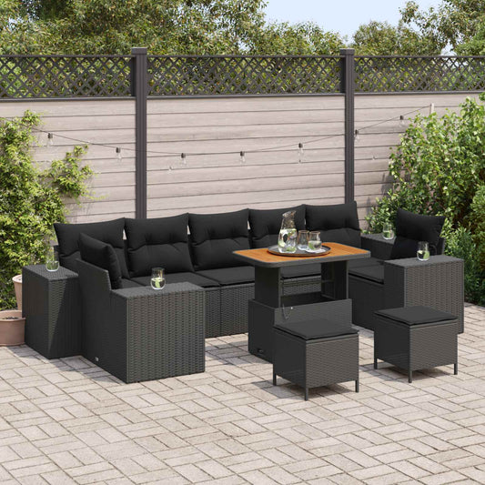 Tuin Sofa Set met kussen met opslag met kussen 10 pcs Zwart is nu te koop bij PeponiXL, paradijselijk wonen!