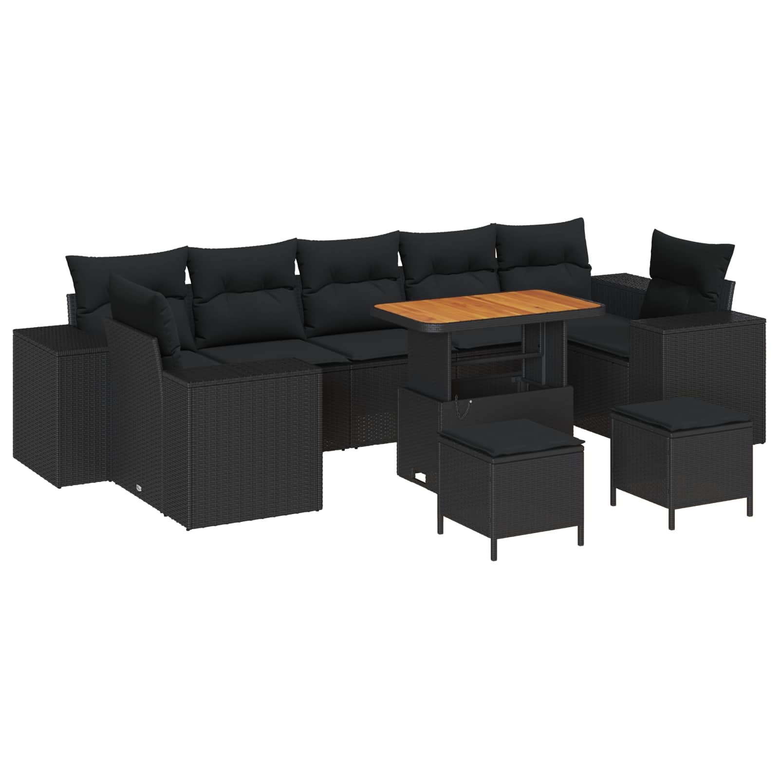 Tuin Sofa Set met kussen met opslag met kussen 10 pcs Zwart is nu te koop bij PeponiXL, paradijselijk wonen!