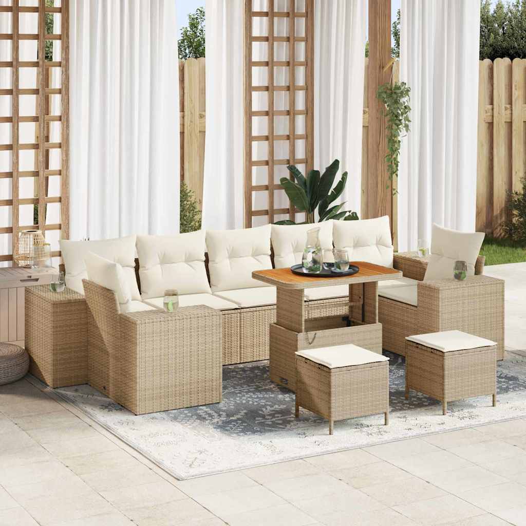 Tuin Sofa Set met kussen met opslag 10 pcs Beige en Crème is nu te koop bij PeponiXL, paradijselijk wonen!