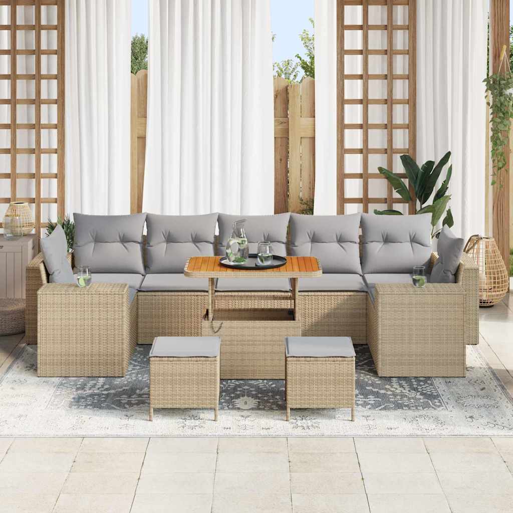 Tuin Sofa Set met kussen met opslag 10 pcs Beige en Licht Grijs is nu te koop bij PeponiXL, paradijselijk wonen!