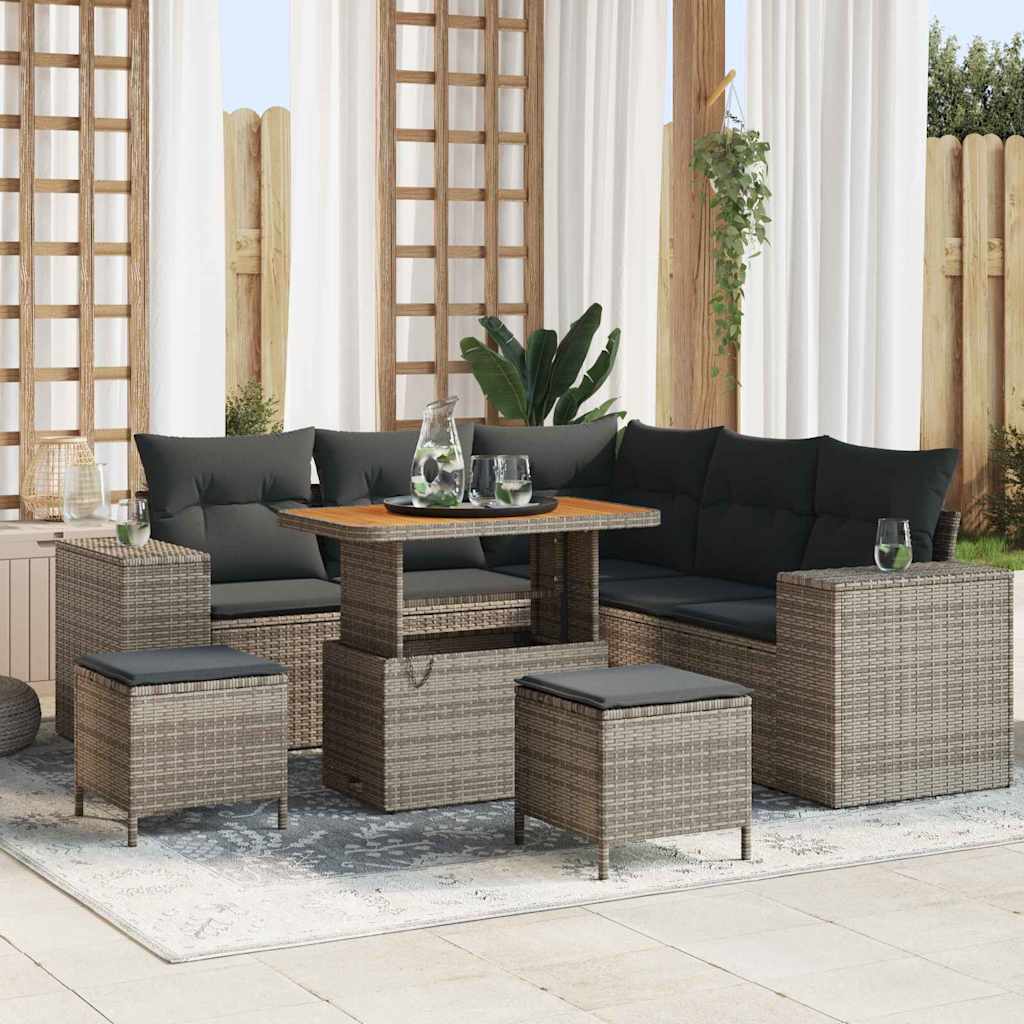 Tuin Sofa Set met kussen met opslag 8 pcs Grijs poly rattan is nu te koop bij PeponiXL, paradijselijk wonen!