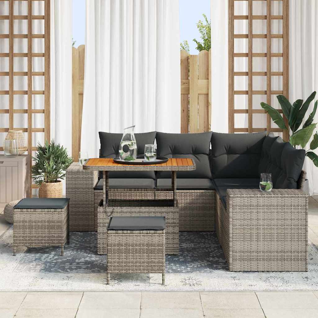 Tuin Sofa Set met kussen met opslag 8 pcs Grijs poly rattan is nu te koop bij PeponiXL, paradijselijk wonen!