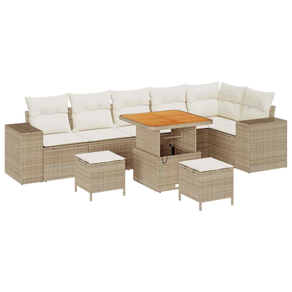 Tuin Sofa Set met kussen 9 pcs Beige en Crème poly rattan is nu te koop bij PeponiXL, paradijselijk wonen!