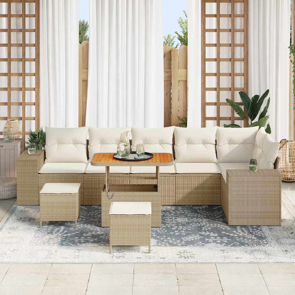 Tuin Sofa Set met kussen met opslag 9 pcs Beige en Crème is nu te koop bij PeponiXL, paradijselijk wonen!