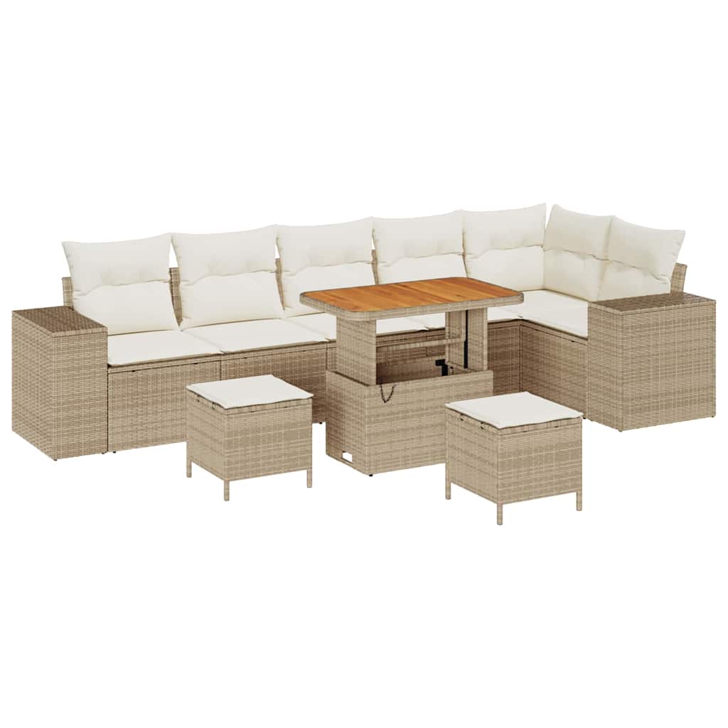 Tuin Sofa Set met kussen met opslag 9 pcs Beige en Crème is nu te koop bij PeponiXL, paradijselijk wonen!