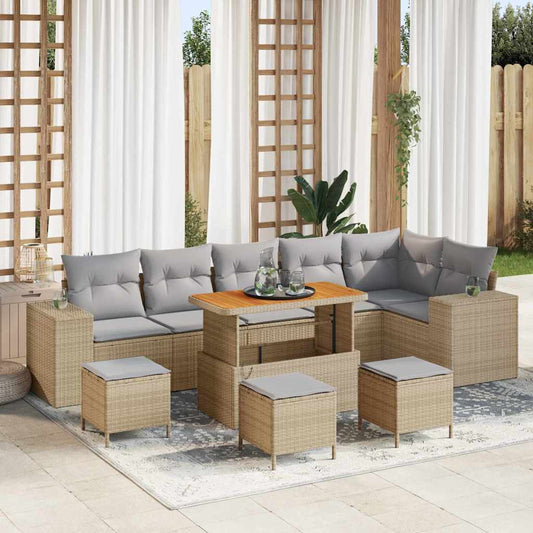 Tuin Sofa Set 10 pcs Beige en Licht Grijs poly rattan is nu te koop bij PeponiXL, paradijselijk wonen!