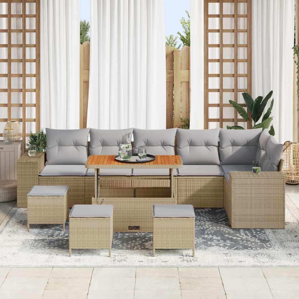 Tuin Sofa Set 10 pcs Beige en Licht Grijs poly rattan is nu te koop bij PeponiXL, paradijselijk wonen!