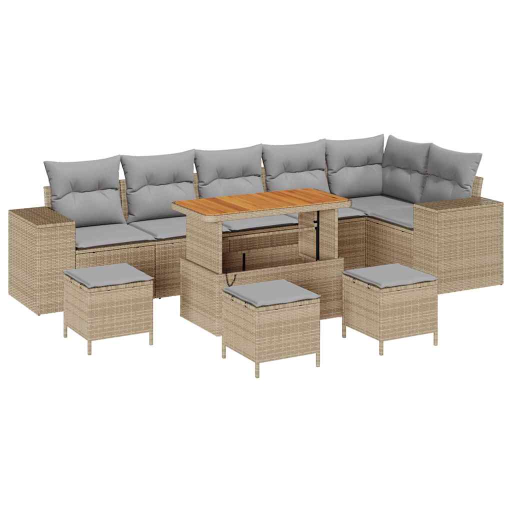 Tuin Sofa Set 10 pcs Beige en Licht Grijs poly rattan is nu te koop bij PeponiXL, paradijselijk wonen!