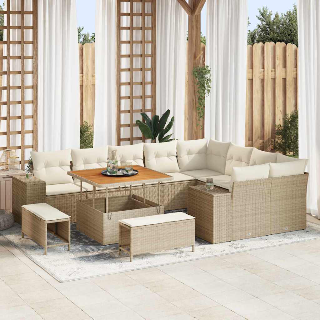 Tuin Sofa Set met kussen met opslag 12 pcs Beige en Crème is nu te koop bij PeponiXL, paradijselijk wonen!