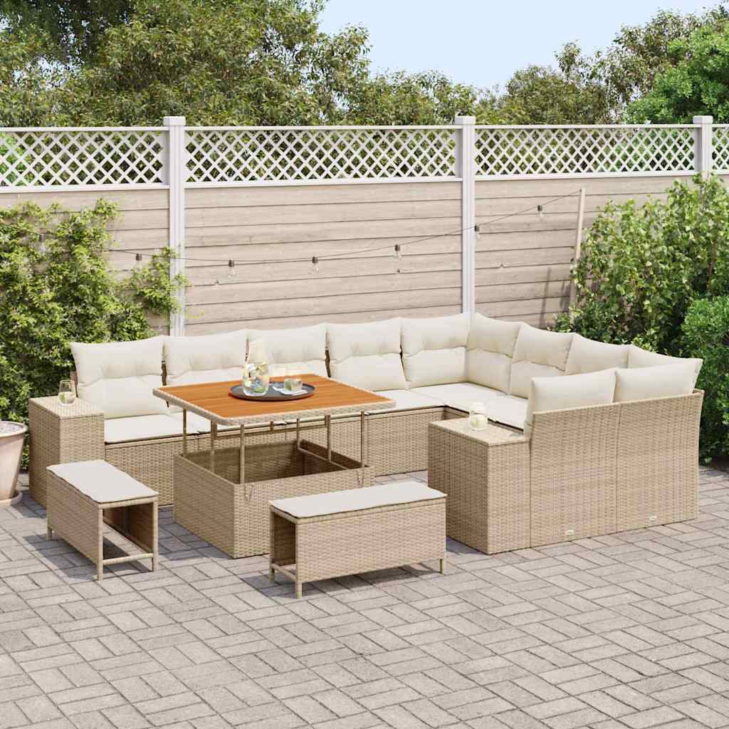 Tuin Sofa Set met kussen met opslag 12 pcs Beige en Crème is nu te koop bij PeponiXL, paradijselijk wonen!