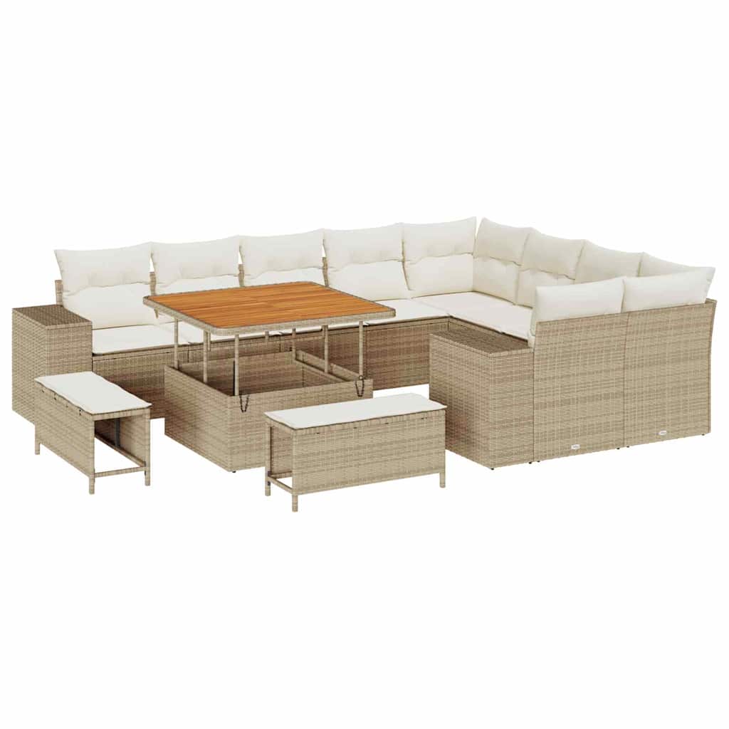 Tuin Sofa Set met kussen met opslag 12 pcs Beige en Crème is nu te koop bij PeponiXL, paradijselijk wonen!