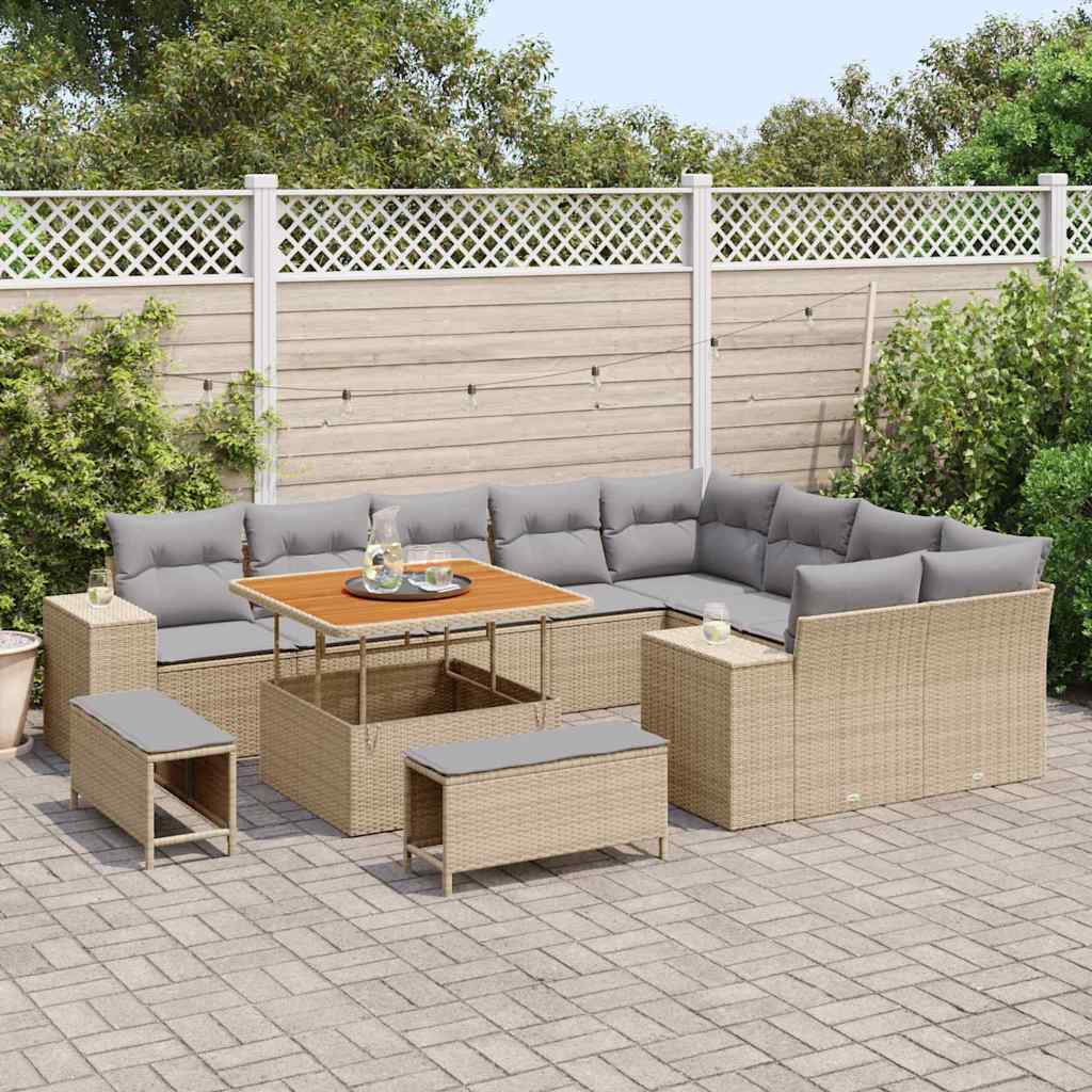 Tuin Sofa Set met kussen met opslag 12 pcs Beige en Licht Grijs is nu te koop bij PeponiXL, paradijselijk wonen!