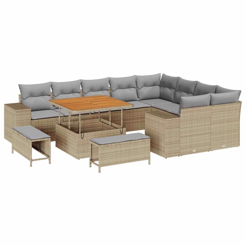 Tuin Sofa Set met kussen met opslag 12 pcs Beige en Licht Grijs is nu te koop bij PeponiXL, paradijselijk wonen!
