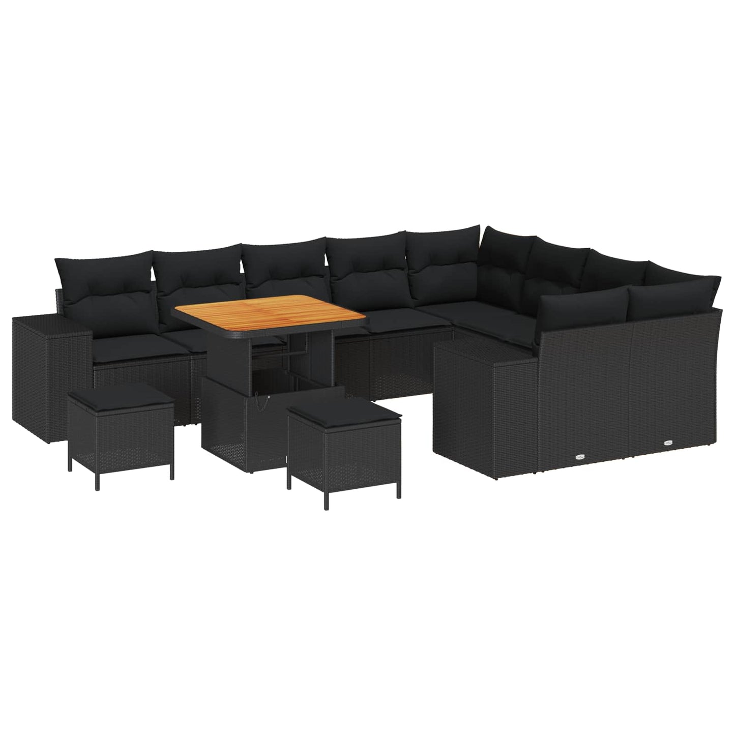 Tuin Sofa Set met kussen met opslag met kussen 12 pcs Zwart is nu te koop bij PeponiXL, paradijselijk wonen!