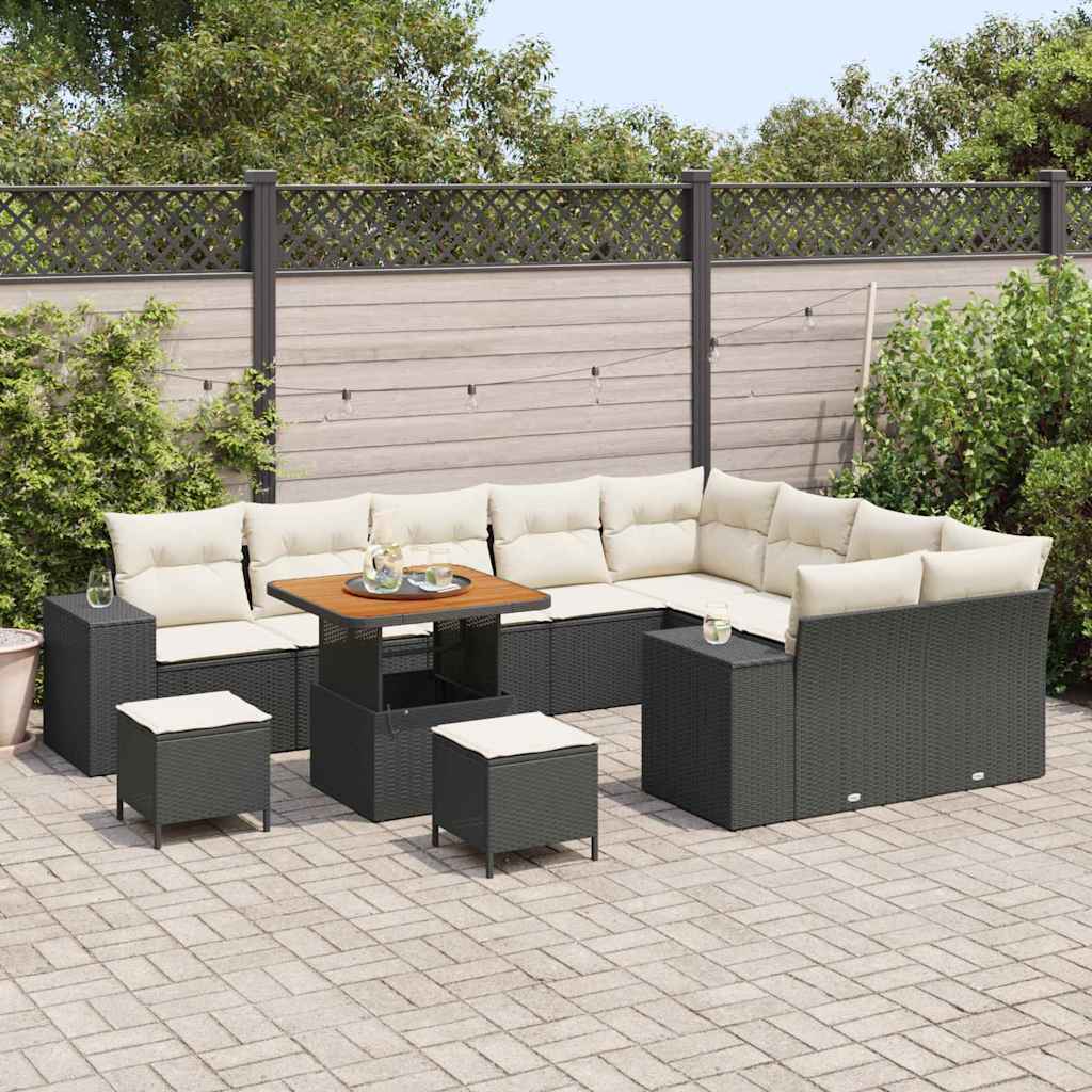 Tuin Sofa Set met kussen met opslag 12 pcs Zwart en Crème is nu te koop bij PeponiXL, paradijselijk wonen!