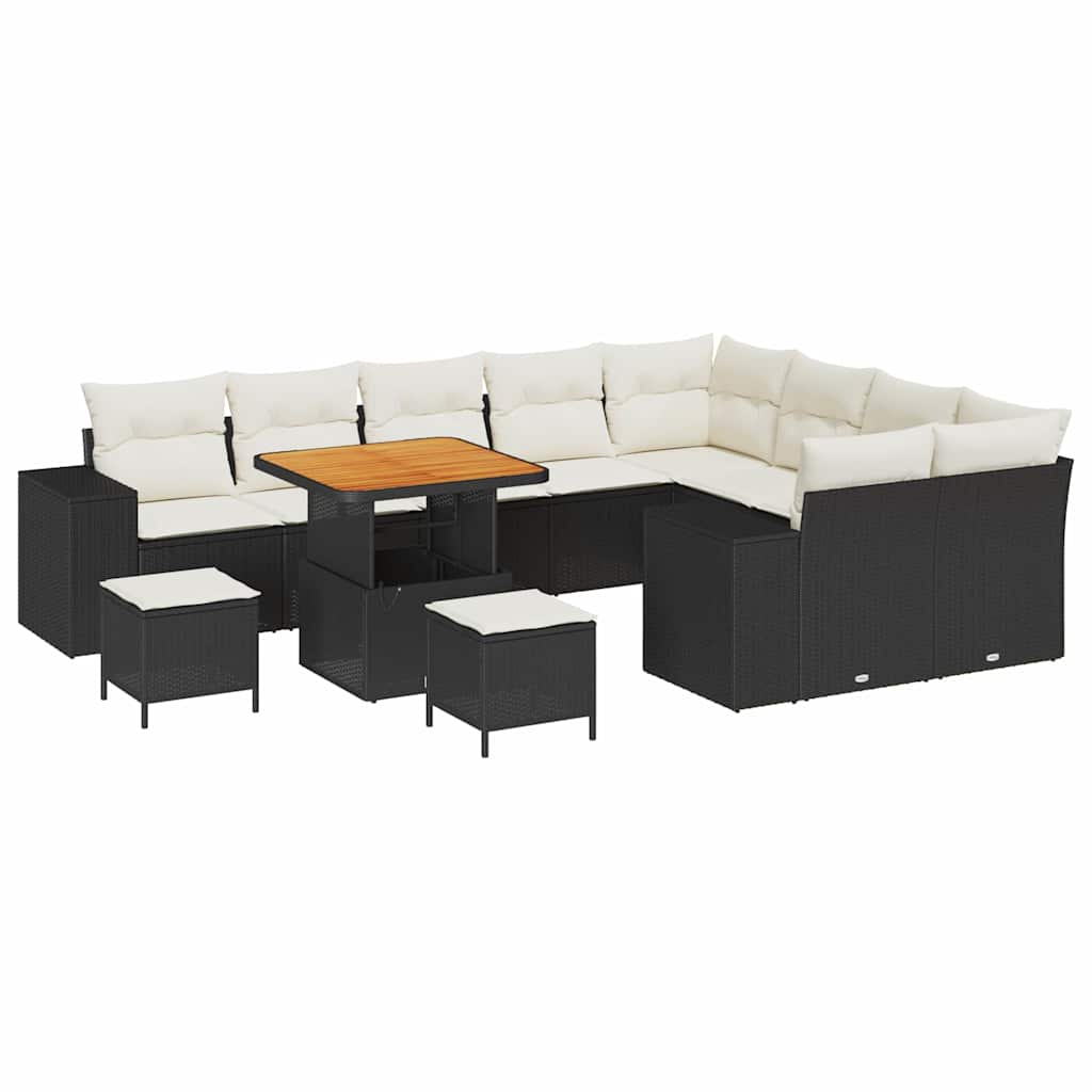 Tuin Sofa Set met kussen met opslag 12 pcs Zwart en Crème is nu te koop bij PeponiXL, paradijselijk wonen!