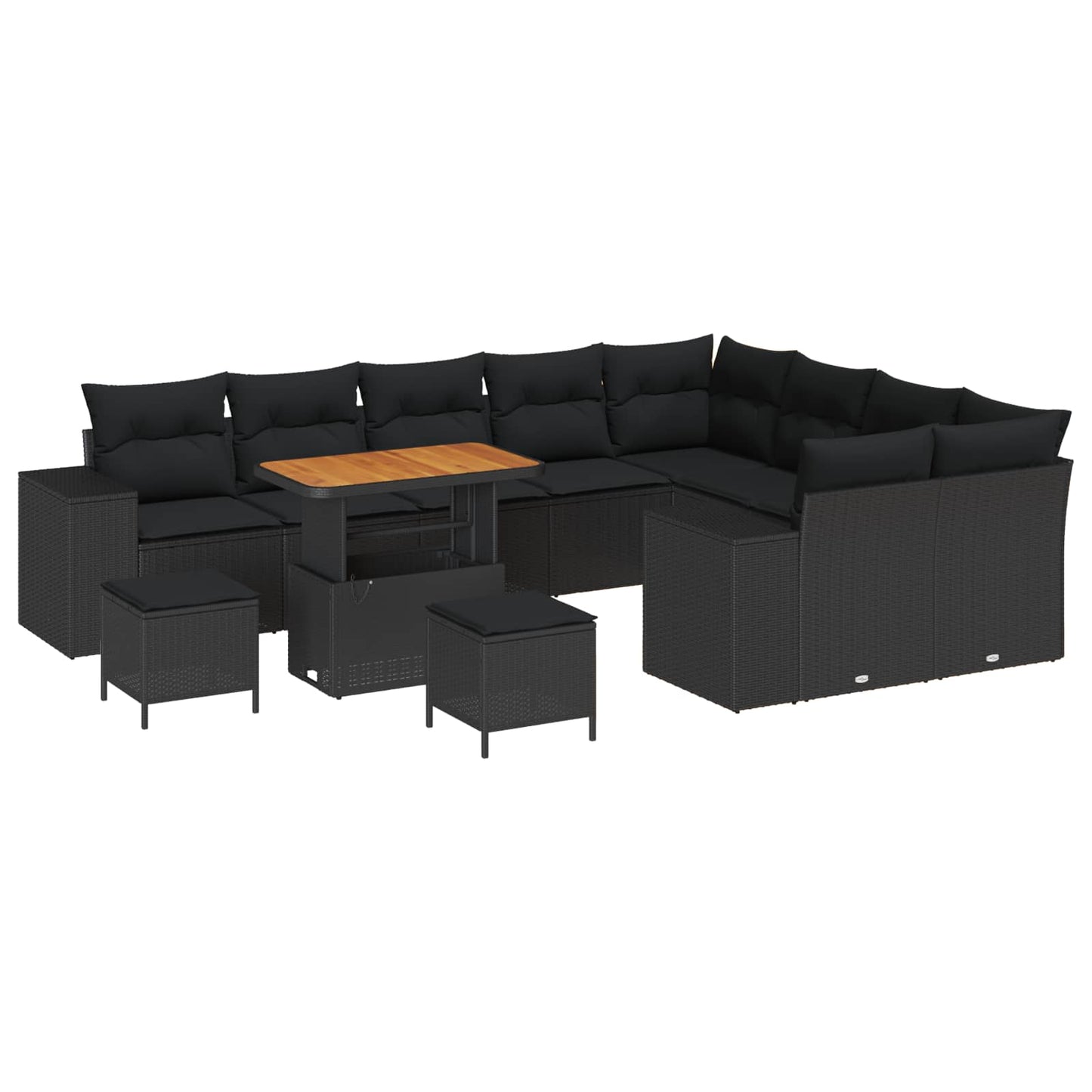 Tuin Sofa Set met kussen met opslag met kussen 12 pcs Zwart is nu te koop bij PeponiXL, paradijselijk wonen!