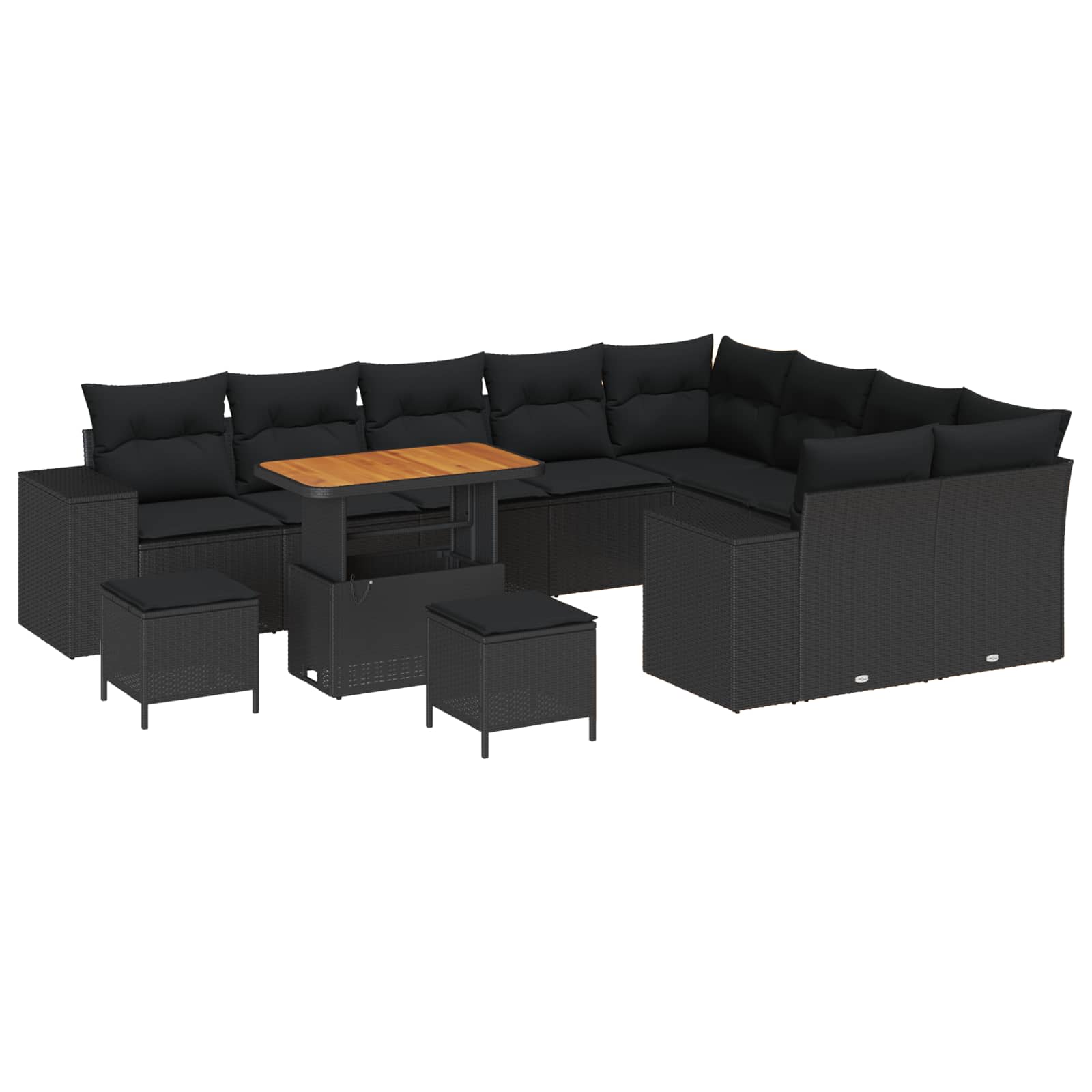 Tuin Sofa Set met kussen met opslag met kussen 12 pcs Zwart is nu te koop bij PeponiXL, paradijselijk wonen!