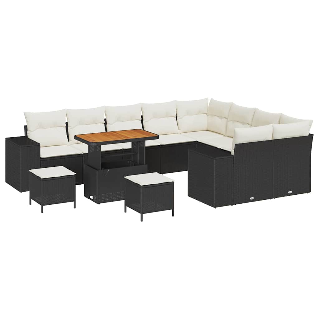 Tuin Sofa Set met kussen met opslag 12 pcs Zwart en Crème is nu te koop bij PeponiXL, paradijselijk wonen!