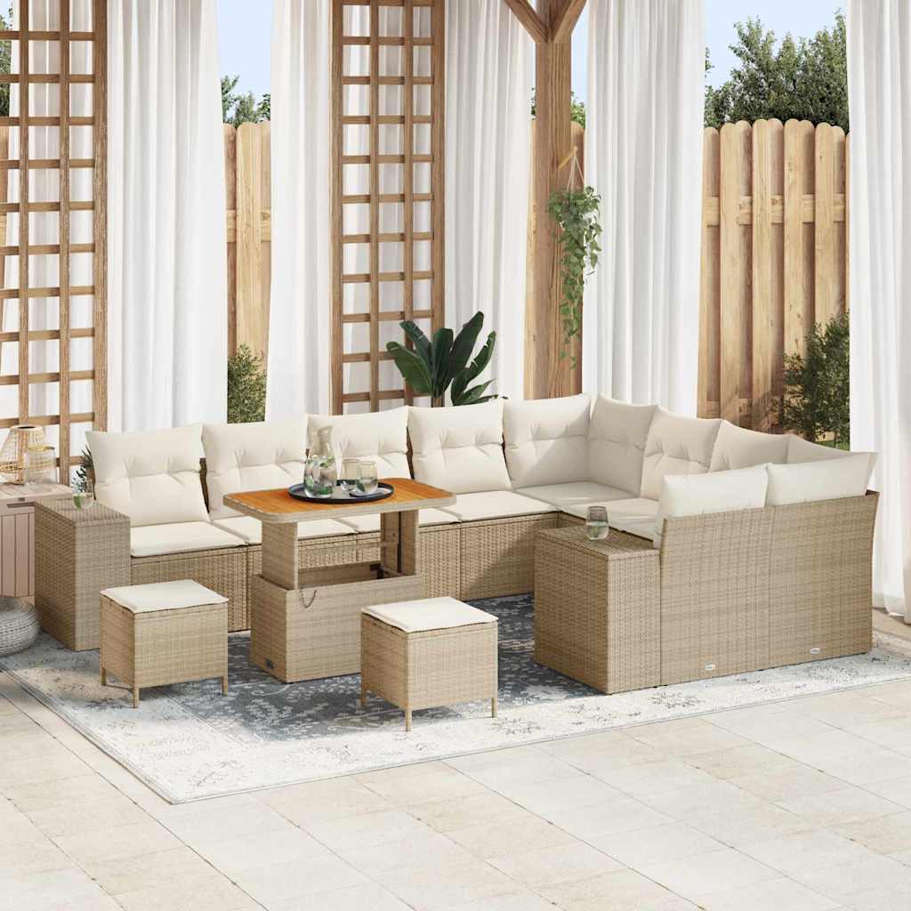 Tuin Sofa Set met kussen met opslag 12 pcs Beige en Crème is nu te koop bij PeponiXL, paradijselijk wonen!