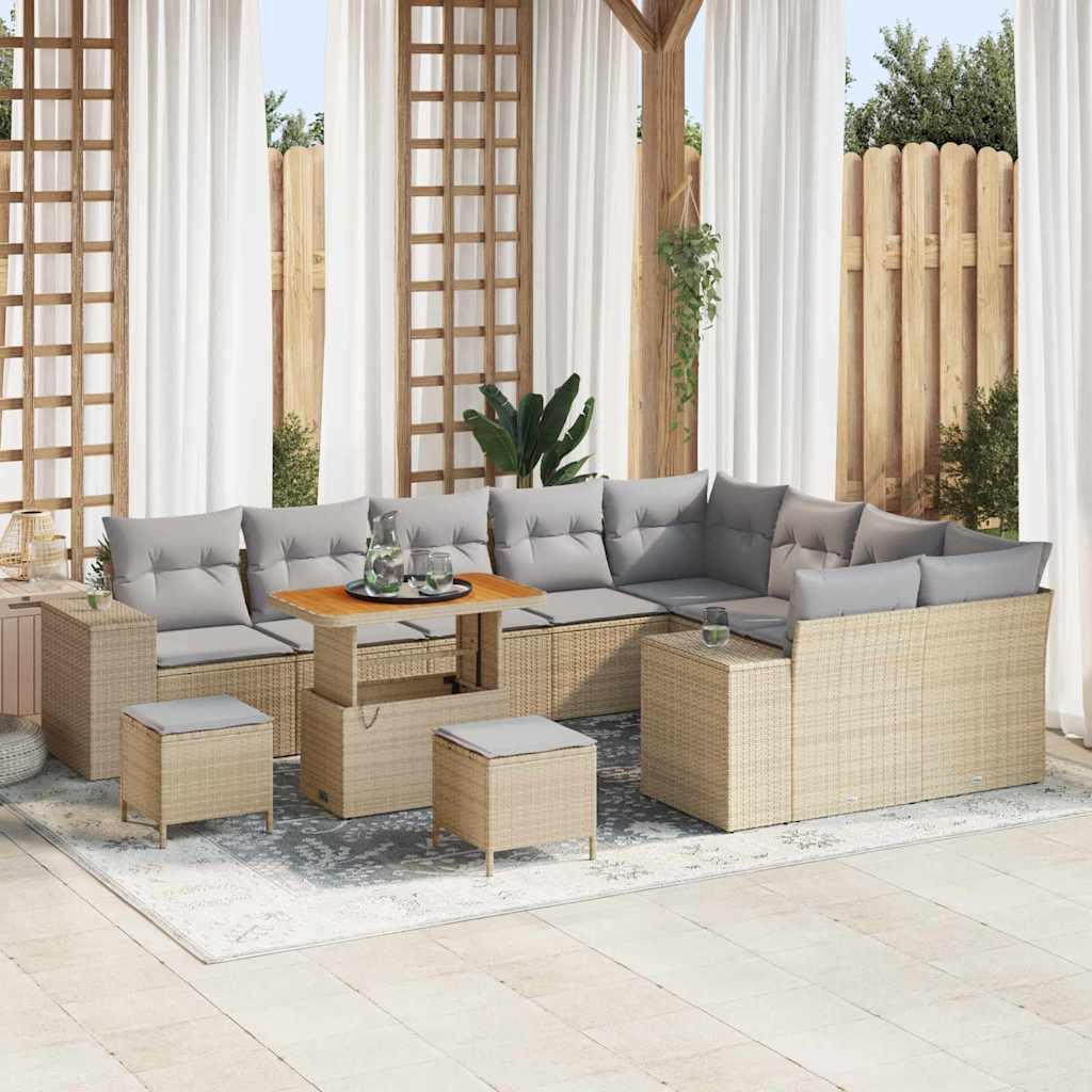 Tuin Sofa Set met kussen met opslag 12 pcs Beige en Licht Grijs is nu te koop bij PeponiXL, paradijselijk wonen!