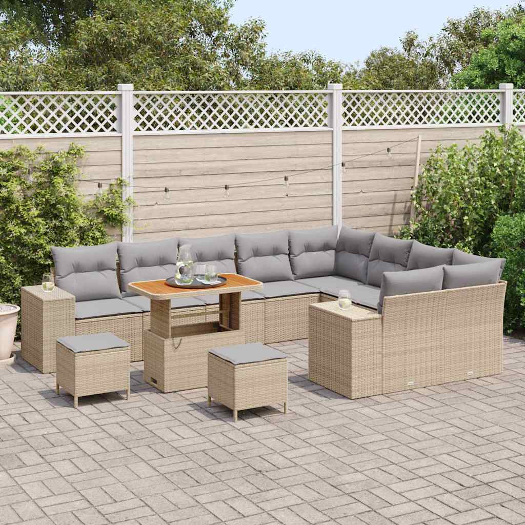 Tuin Sofa Set met kussen met opslag 12 pcs Beige en Licht Grijs is nu te koop bij PeponiXL, paradijselijk wonen!