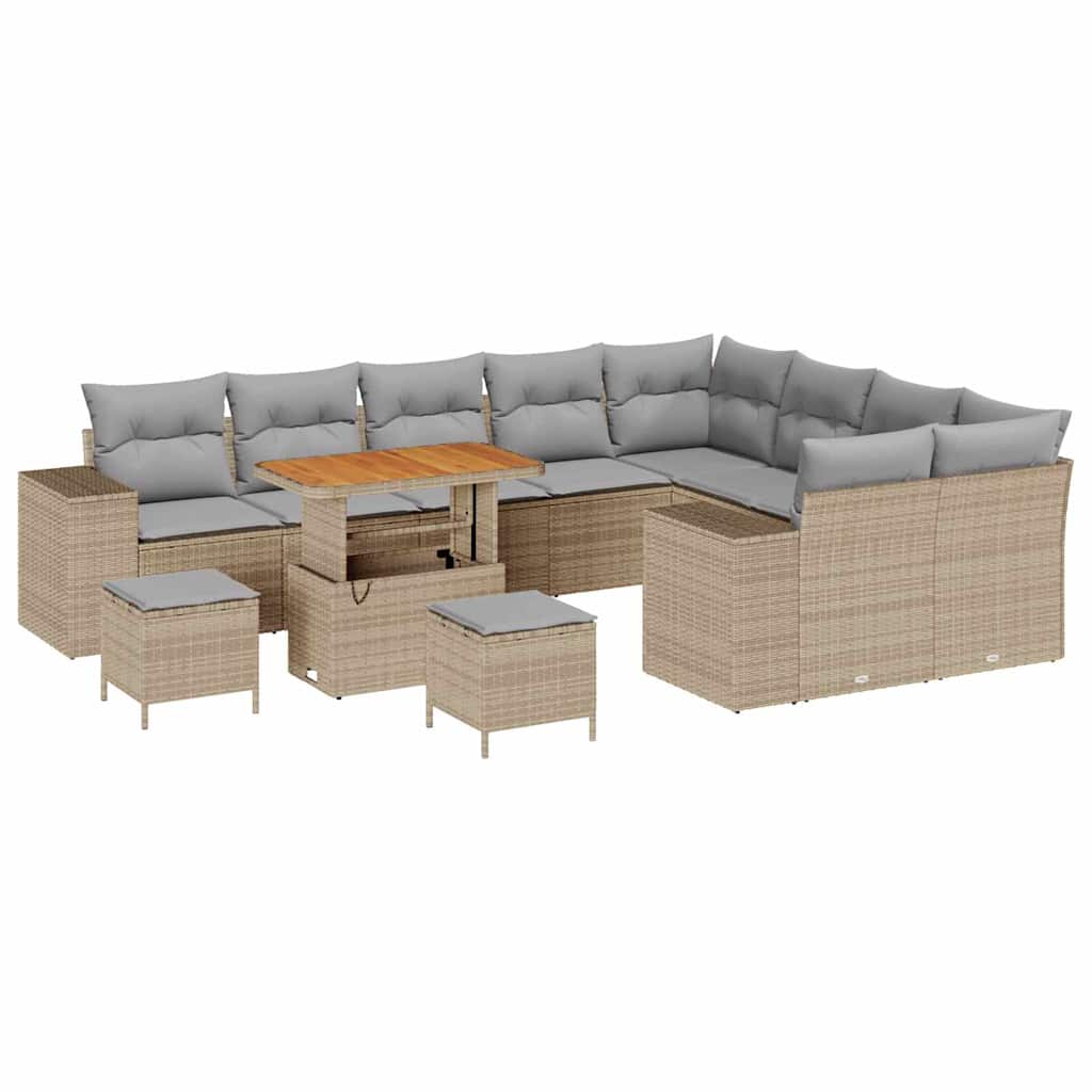 Tuin Sofa Set met kussen met opslag 12 pcs Beige en Licht Grijs is nu te koop bij PeponiXL, paradijselijk wonen!