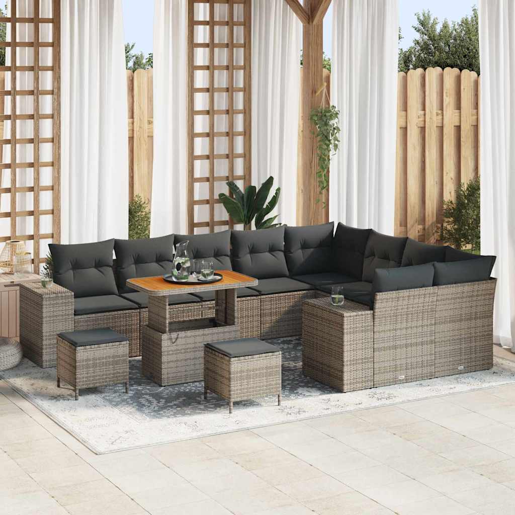 Tuin Sofa Set met kussen met opslag met kussen 12 pcs Grijs is nu te koop bij PeponiXL, paradijselijk wonen!