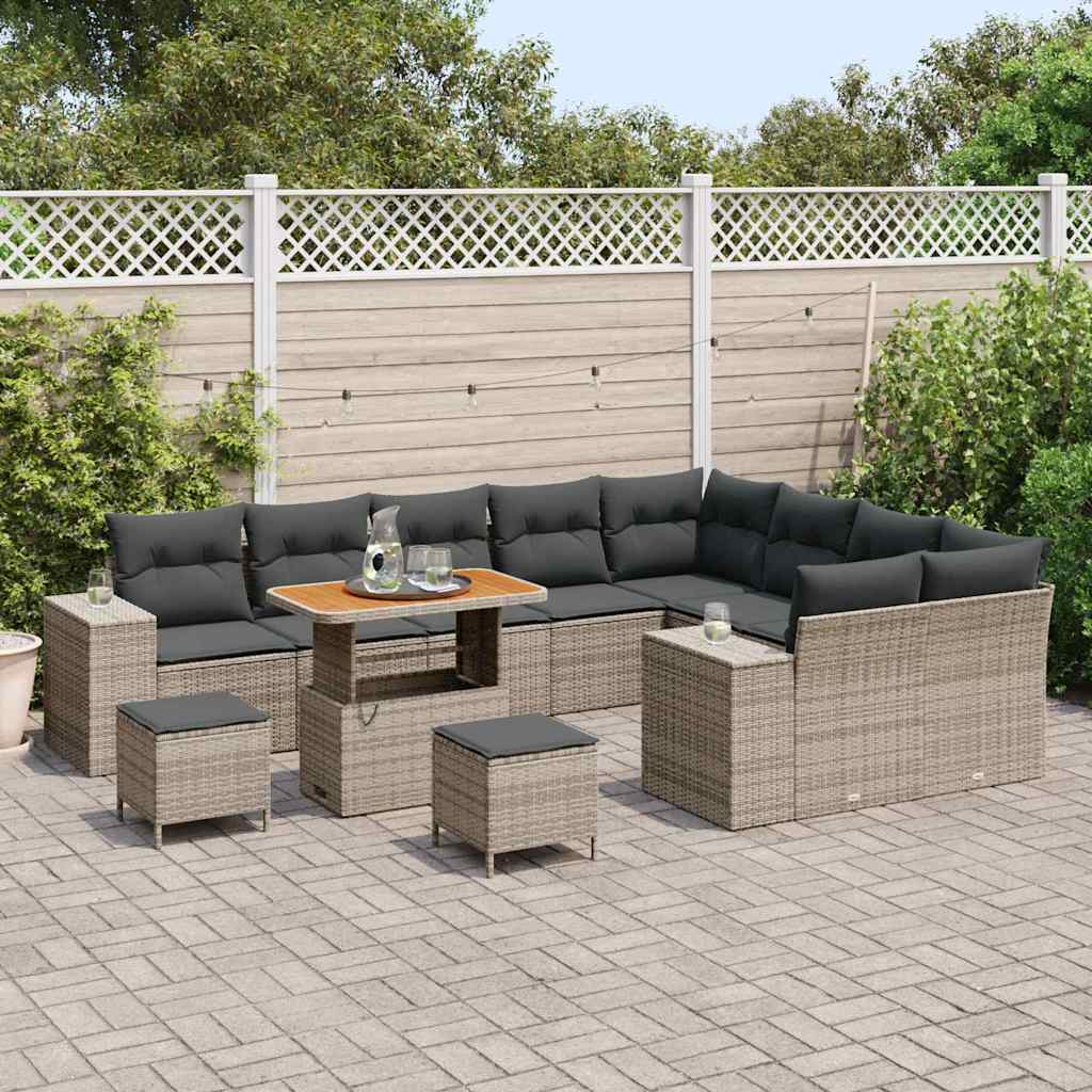 Tuin Sofa Set met kussen met opslag met kussen 12 pcs Grijs is nu te koop bij PeponiXL, paradijselijk wonen!