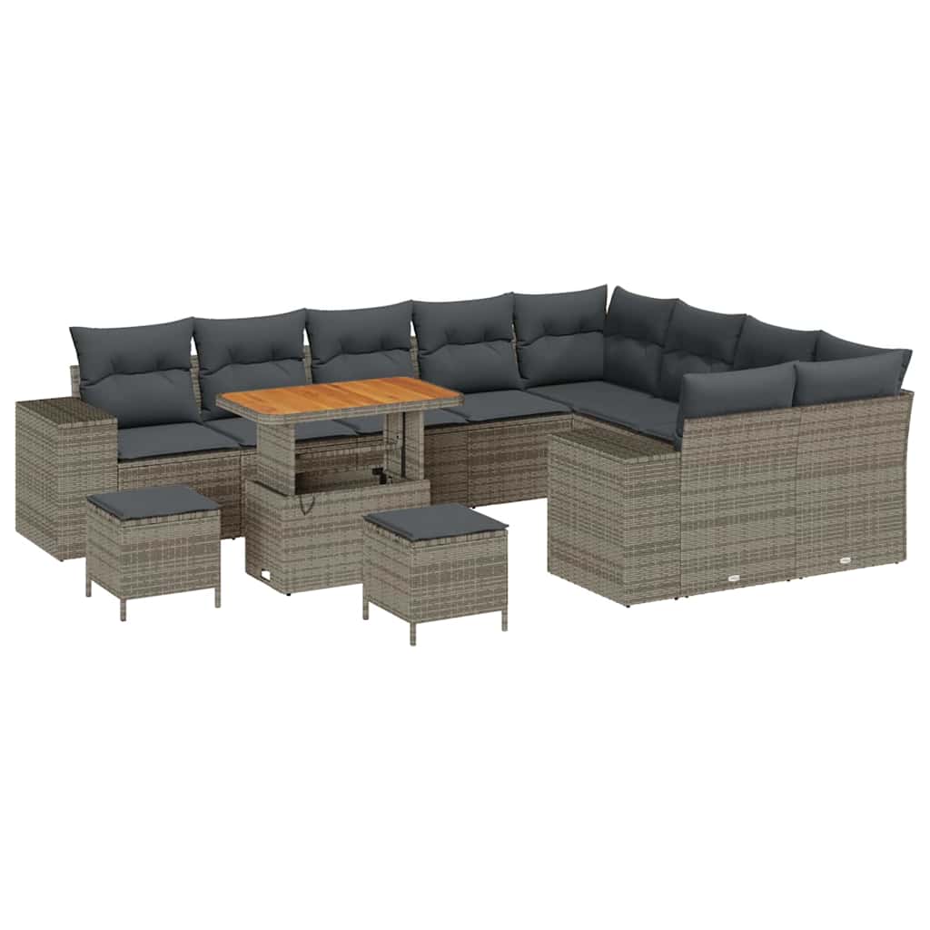 Tuin Sofa Set met kussen met opslag met kussen 12 pcs Grijs is nu te koop bij PeponiXL, paradijselijk wonen!