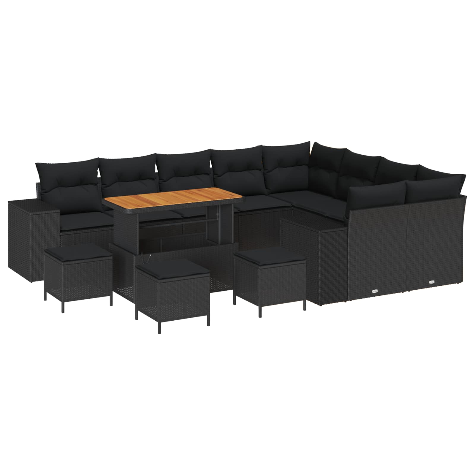 Tuin Sofa Set met kussen met opslag met kussen 13 pcs Zwart is nu te koop bij PeponiXL, paradijselijk wonen!