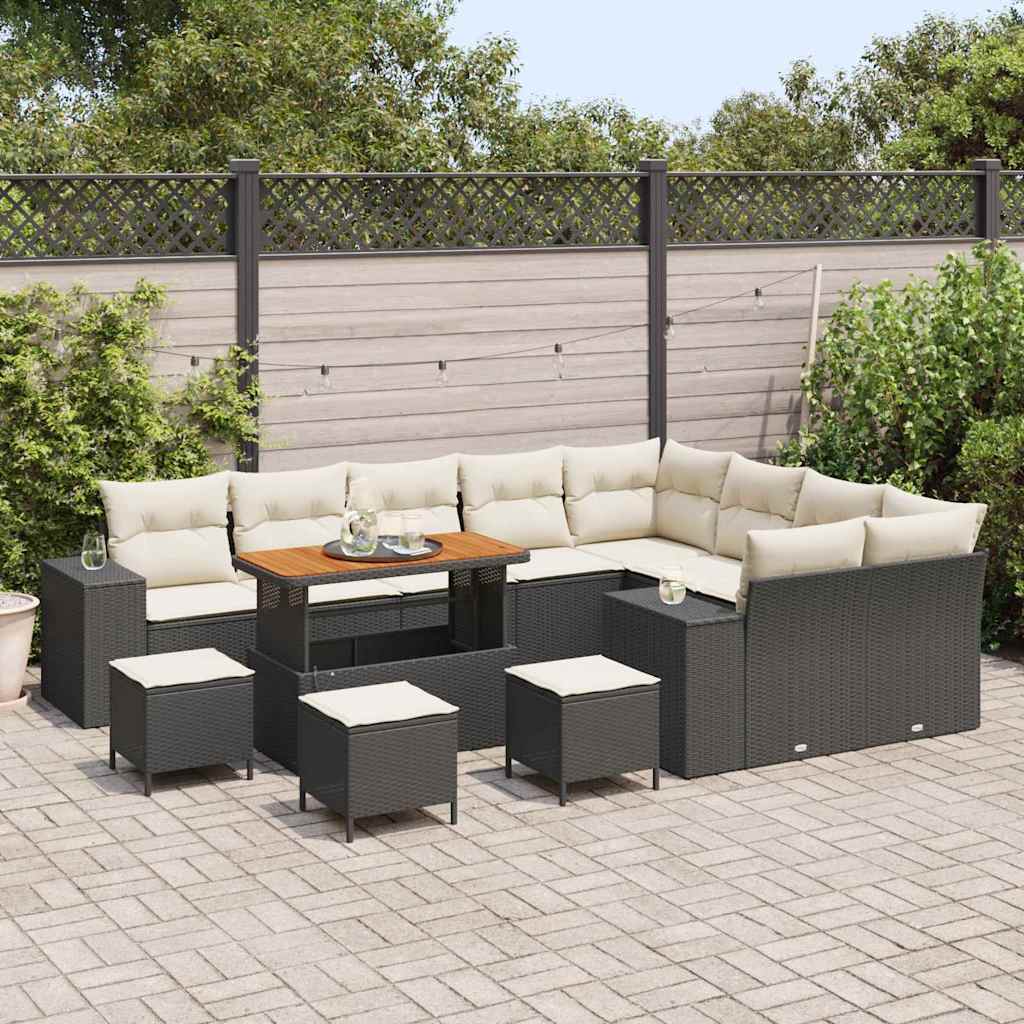 Tuin Sofa Set met kussen met opslag 13 pcs Zwart en Crème is nu te koop bij PeponiXL, paradijselijk wonen!