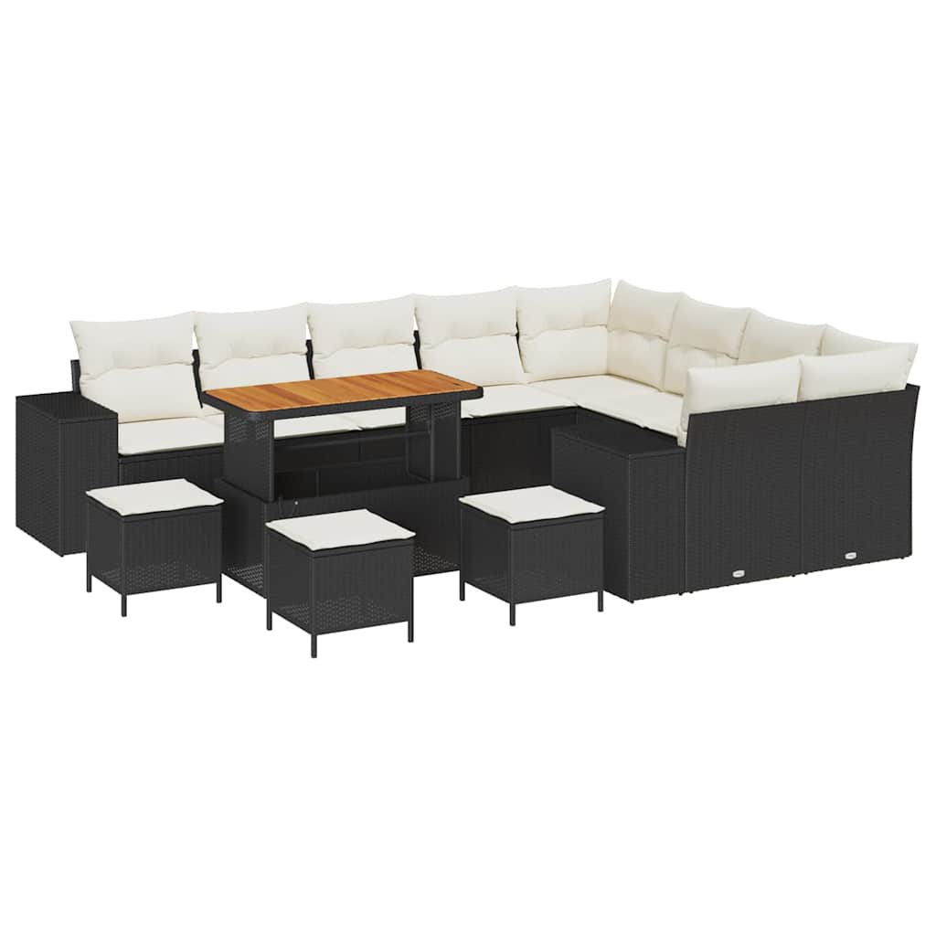 Tuin Sofa Set met kussen met opslag 13 pcs Zwart en Crème is nu te koop bij PeponiXL, paradijselijk wonen!