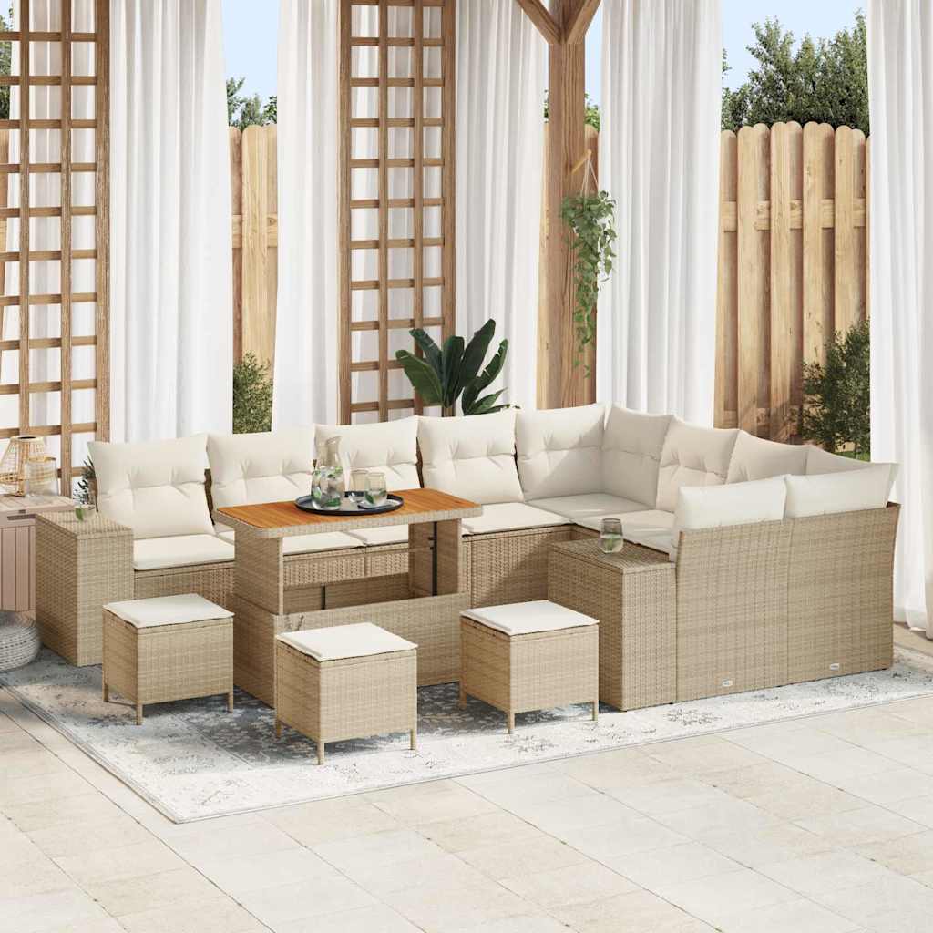 Tuin Sofa Set met kussen met opslag 13 pcs Beige en Crème is nu te koop bij PeponiXL, paradijselijk wonen!