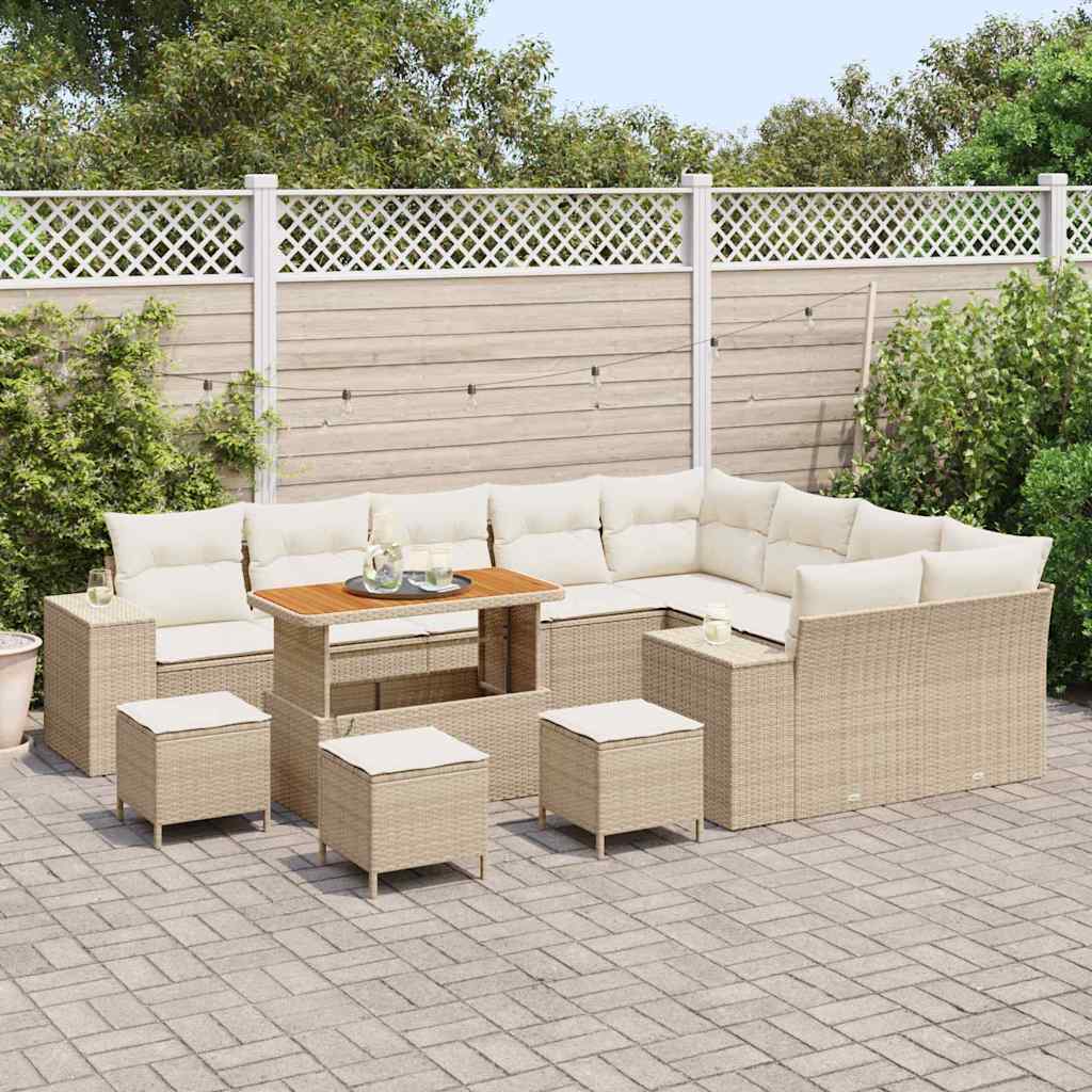Tuin Sofa Set met kussen met opslag 13 pcs Beige en Crème is nu te koop bij PeponiXL, paradijselijk wonen!