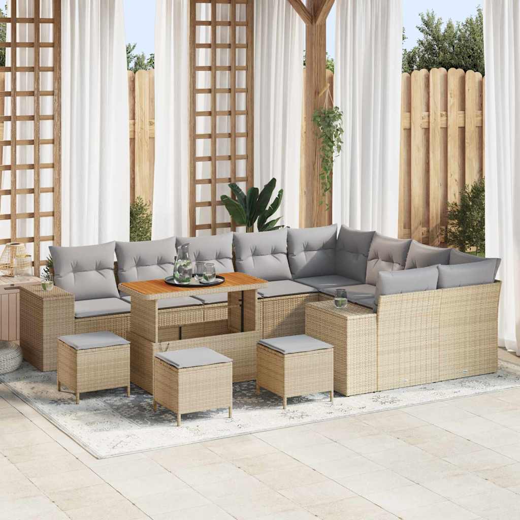 Tuin Sofa Set met kussen met opslag 13 pcs Beige en Licht Grijs is nu te koop bij PeponiXL, paradijselijk wonen!