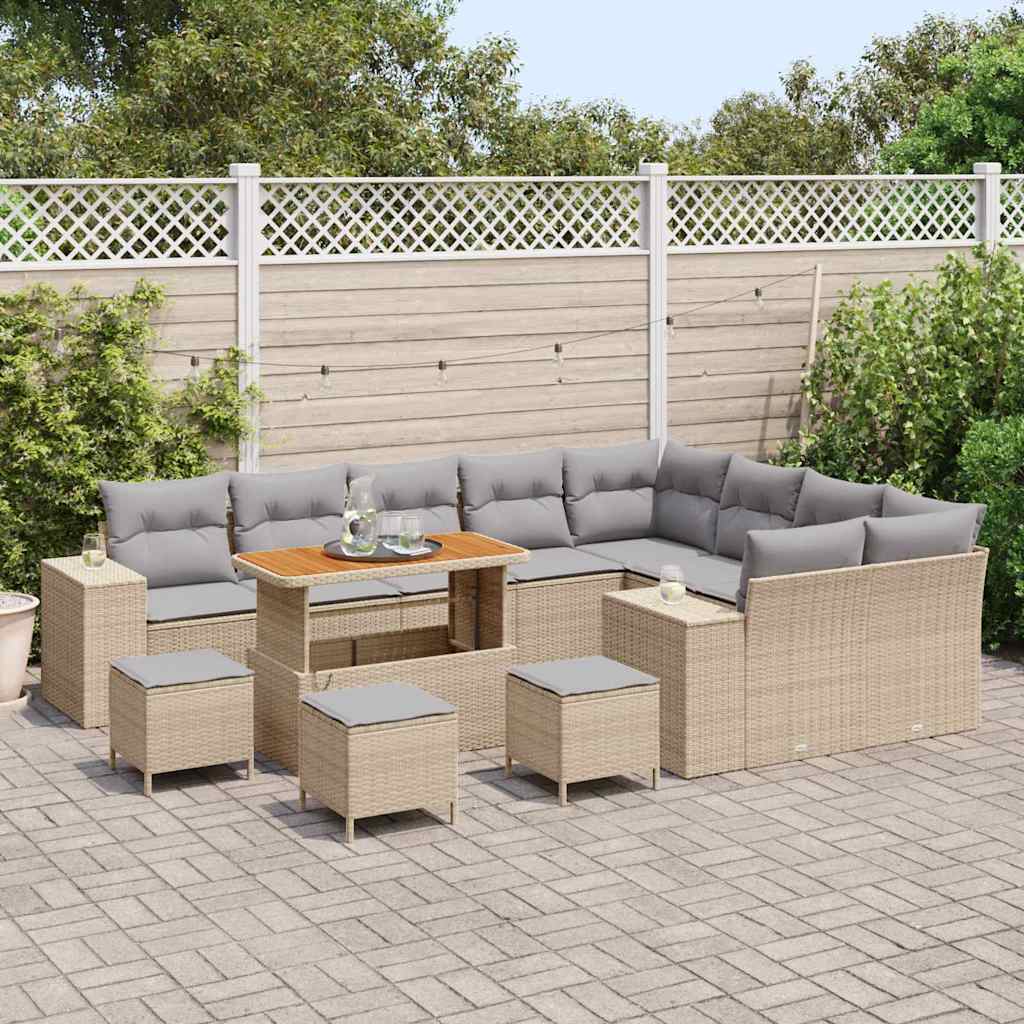 Tuin Sofa Set met kussen met opslag 13 pcs Beige en Licht Grijs is nu te koop bij PeponiXL, paradijselijk wonen!