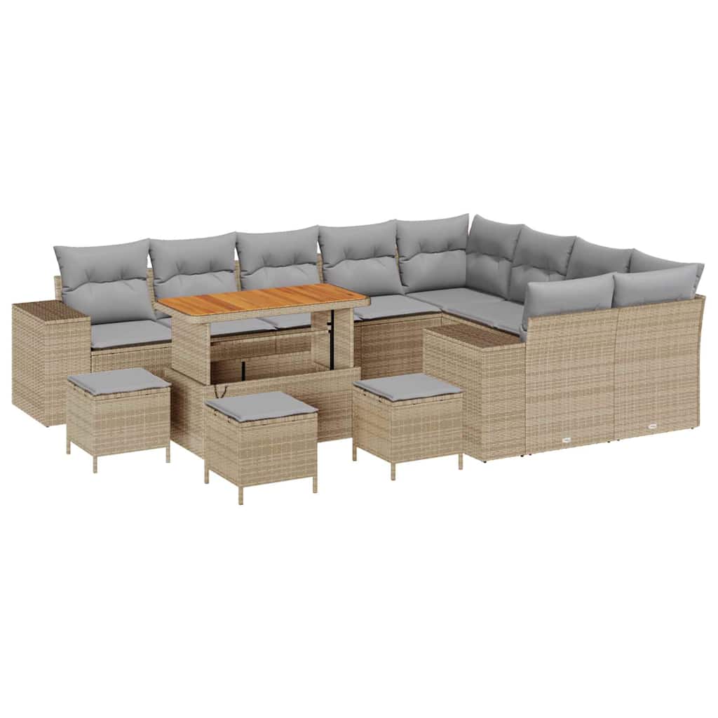 Tuin Sofa Set met kussen met opslag 13 pcs Beige en Licht Grijs is nu te koop bij PeponiXL, paradijselijk wonen!