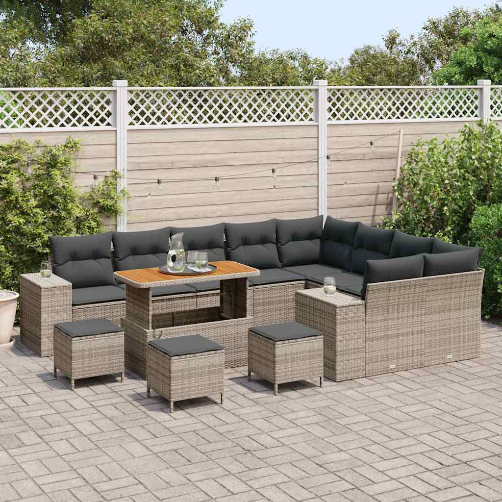 Tuin Sofa Set met kussen met opslag met kussen 13 pcs Grijs is nu te koop bij PeponiXL, paradijselijk wonen!
