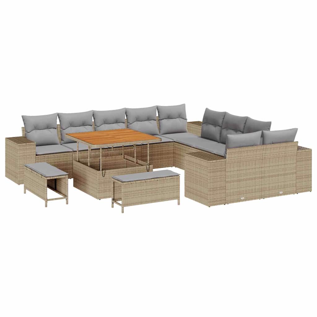 Tuin Sofa Set 13 pcs Beige en Licht Grijs poly rattan is nu te koop bij PeponiXL, paradijselijk wonen!