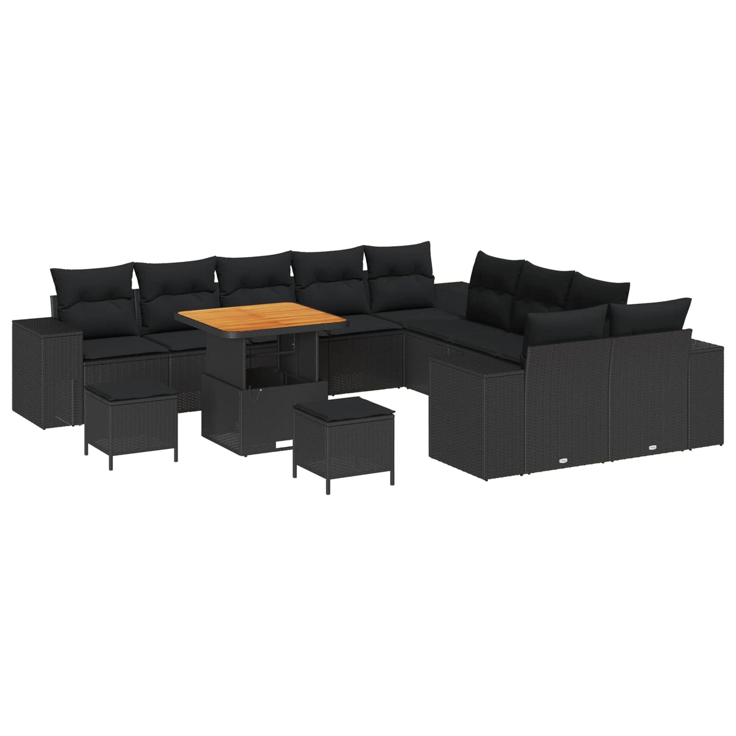 Tuin Sofa Set met kussen 13 pcs Zwart poly rattan is nu te koop bij PeponiXL, paradijselijk wonen!