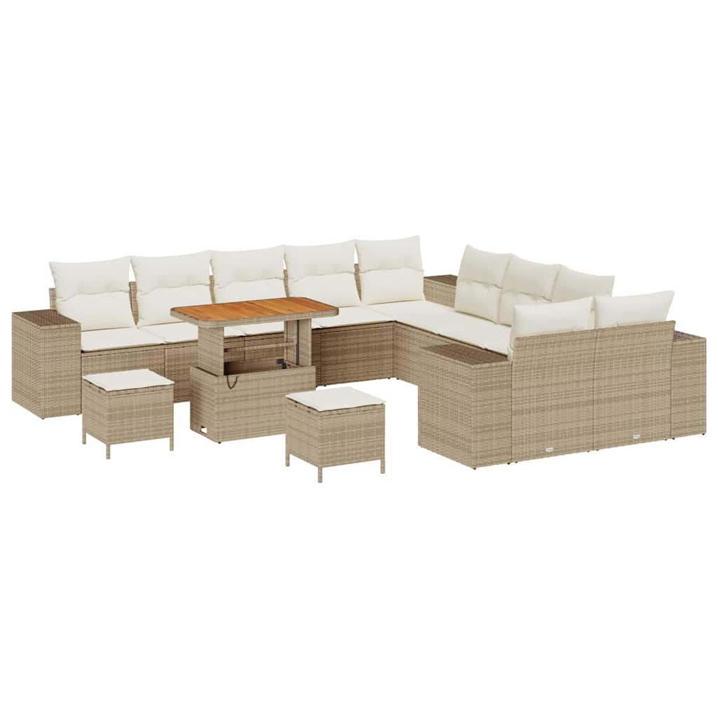 Tuin Sofa Set met kussen 13 pcs Beige en Crème poly rattan is nu te koop bij PeponiXL, paradijselijk wonen!