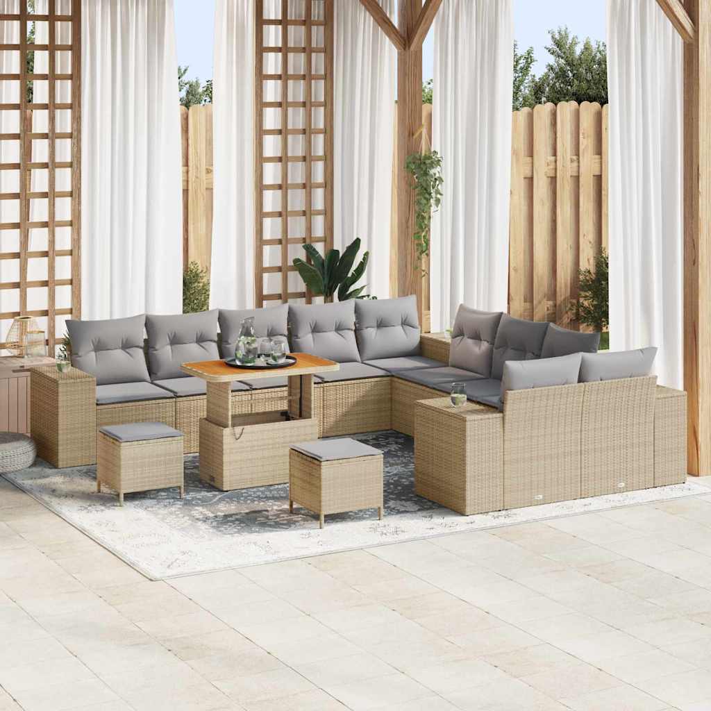 Tuin Sofa Set 13 pcs Beige en Licht Grijs poly rattan is nu te koop bij PeponiXL, paradijselijk wonen!