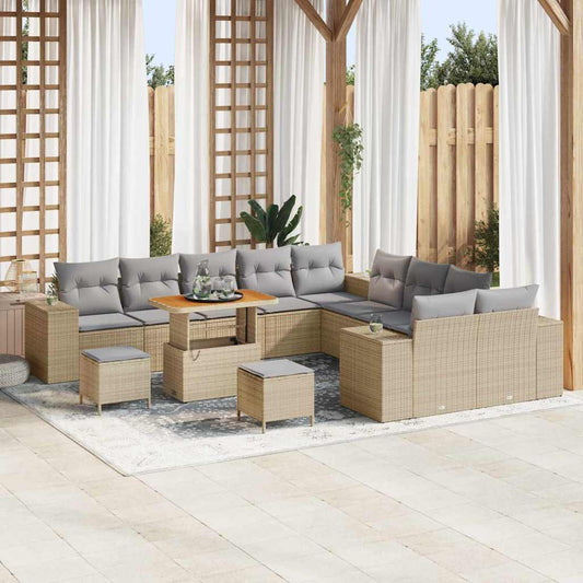Tuin Sofa Set 13 pcs Beige en Licht Grijs poly rattan is nu te koop bij PeponiXL, paradijselijk wonen!